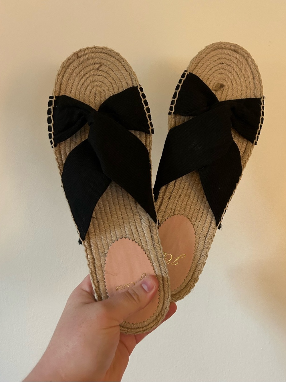 NWOT J. Crew Canvas Black Twisted Knot Espadrille Sandals Size 10
